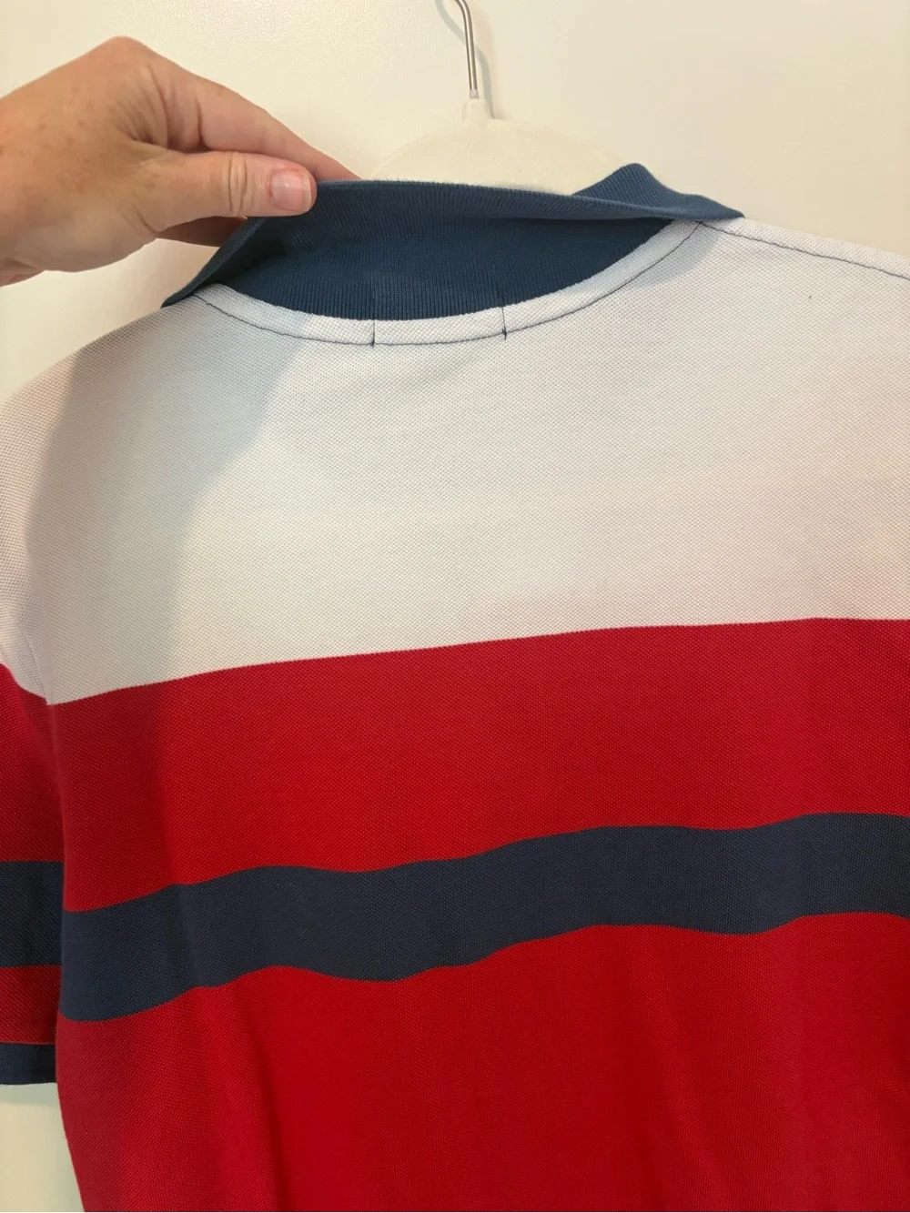 NWT Polo Ralph Lauren Red Navy Blue Striped Polo Cotton Golf Preppy 14-16 L